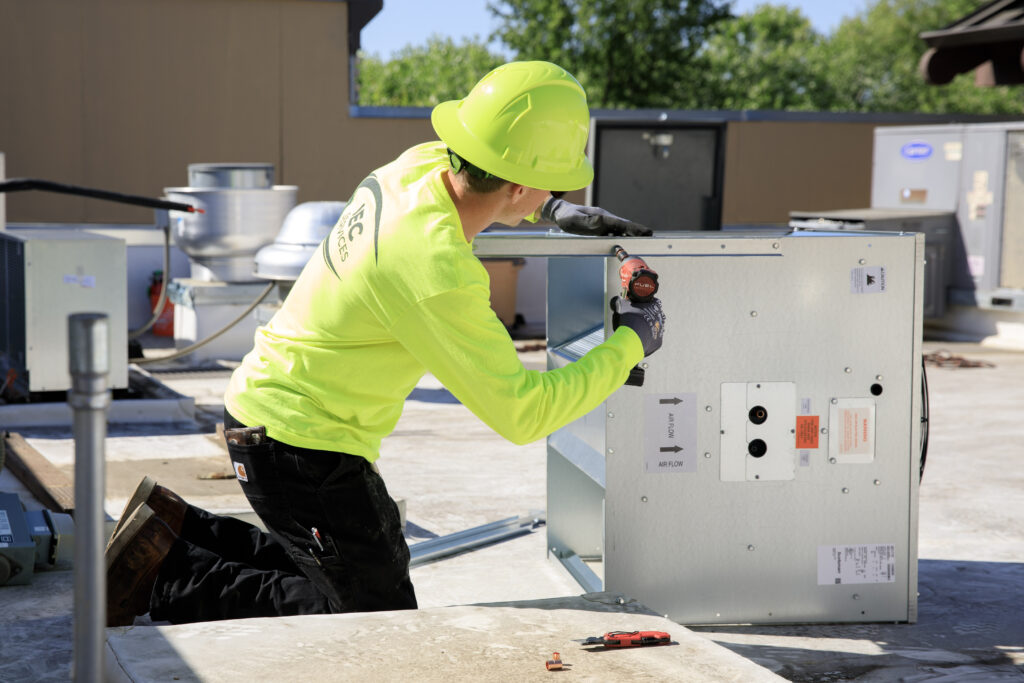 construction worker working on object